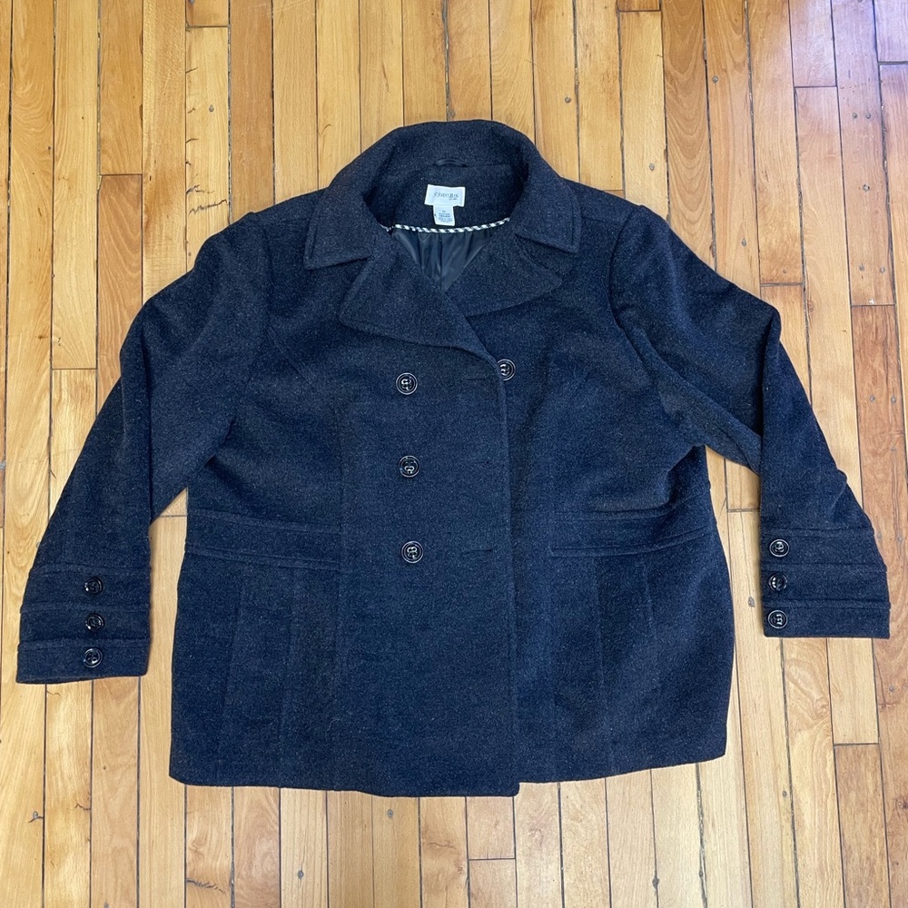 St. John's Bay Peacoat 3X Charcoal Gray